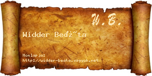 Widder Beáta névjegykártya